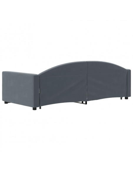 Divano Letto Estraibile Cassetti Grigio Scuro 90x190cm Velluto