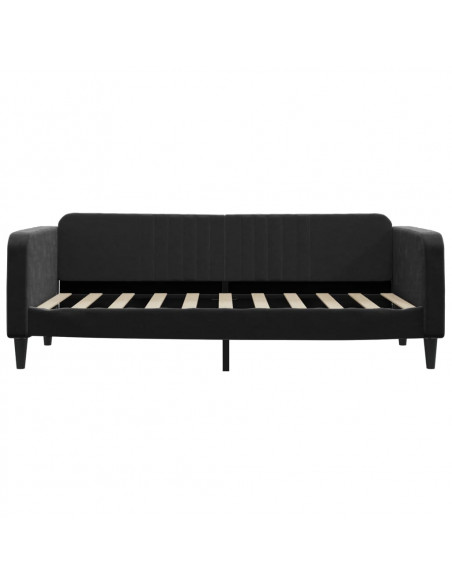 Divano Letto Estraibile con Cassetti Nero 90x190 cm in Velluto