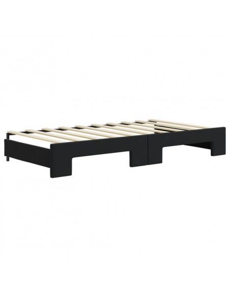 Divano Letto Estraibile con Cassetti Nero 90x190 cm in Velluto