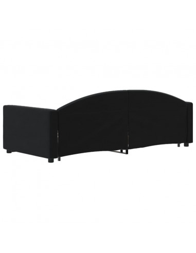 Divano Letto Estraibile con Cassetti Nero 90x190 cm in Velluto