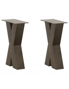 Gambe Tavolino Caffè a X 2 pz Naturale 38x(42-43) cm Acciaio