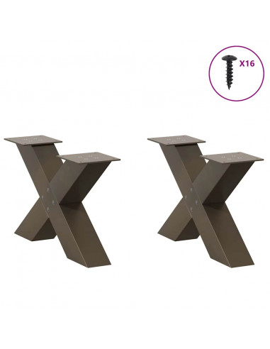 Gambe Tavolino Caffè a X 2 pz Naturale 50x(30-31) cm in Acciaio