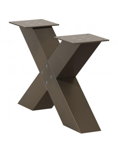 Gambe Tavolino Caffè a X 2 pz Naturale 50x(30-31) cm in Acciaio