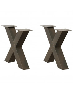 Gambe Tavolino Caffè a X 2 pz Naturale 50x(42-43) cm Acciaio