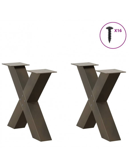 Gambe Tavolino Caffè a X 2 pz Naturale 50x(42-43) cm Acciaio