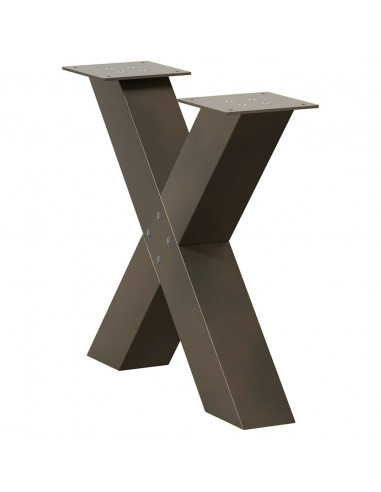 Gambe Tavolino Caffè a X 2 pz Naturale 50x(42-43) cm Acciaio