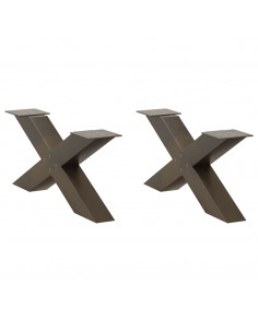 Gambe Tavolino Caffè a X 2 pz Naturale 70x(30-31) cm in Acciaio