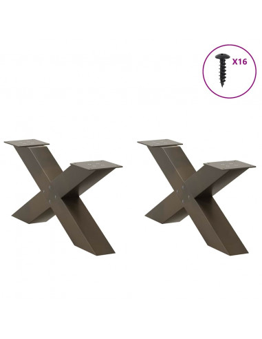 Gambe Tavolino Caffè a X 2 pz Naturale 70x(30-31) cm in Acciaio