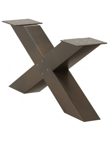 Gambe Tavolino Caffè a X 2 pz Naturale 70x(30-31) cm in Acciaio