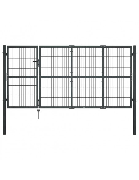 Cancello di Recinzione con Pali in Acciaio 350x120 cm Antracite