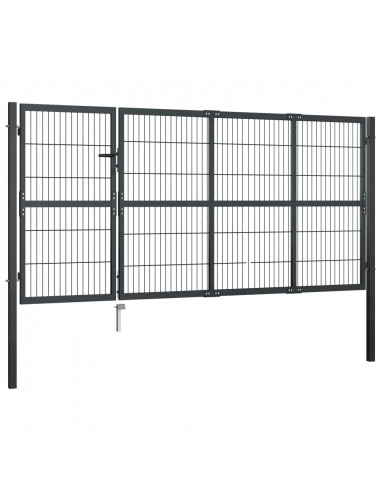 Cancello di Recinzione con Pali in Acciaio 350x120 cm Antracite
