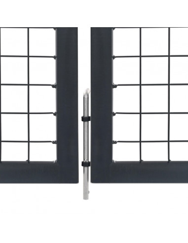 Cancello di Recinzione con Pali in Acciaio 350x120 cm Antracite