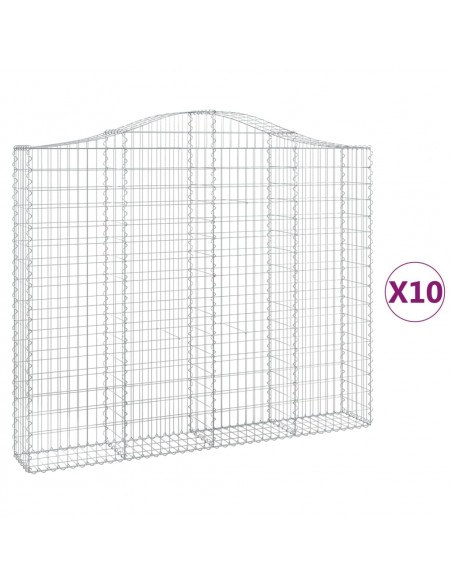 Cesti Gabbioni ad Arco 10 pz 200x30x160/180 cm Ferro Zincato