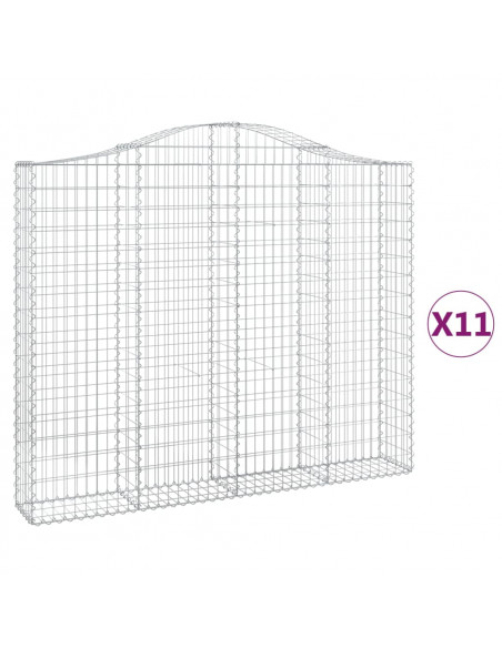 Cesti Gabbioni ad Arco 11 pz 200x30x160/180 cm Ferro Zincato