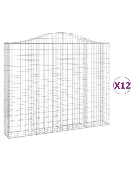 Cesti Gabbioni ad Arco 12 pz 200x30x160/180 cm Ferro Zincato