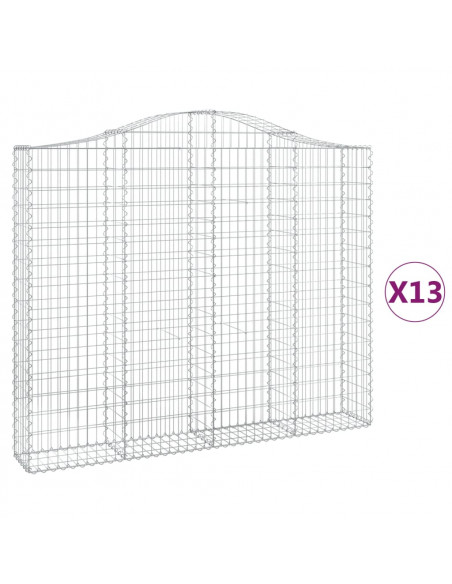 Cesti Gabbioni ad Arco 13 pz 200x30x160/180 cm Ferro Zincato