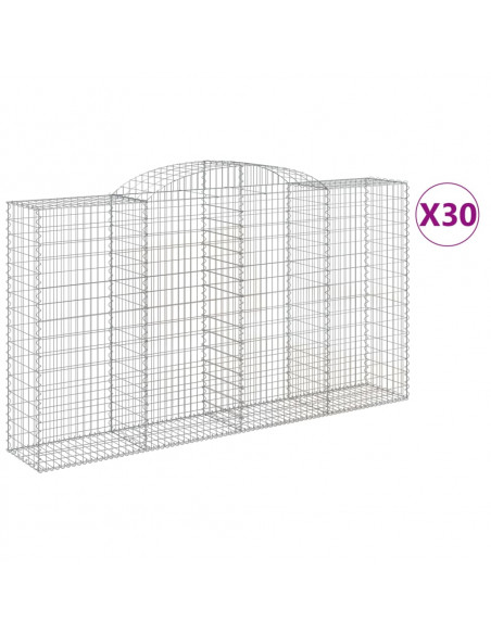 Cesti Gabbioni ad Arco 30 pz 300x50x160/180 cm Ferro Zincato