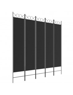 Divisorio 5 Pannelli Nero 200x200 cm Tessuto