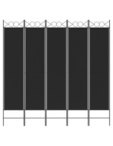 Divisorio 5 Pannelli Nero 200x200 cm Tessuto