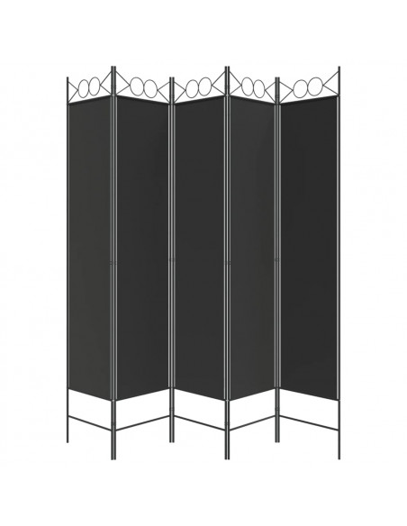 Divisorio 5 Pannelli Nero 200x200 cm Tessuto
