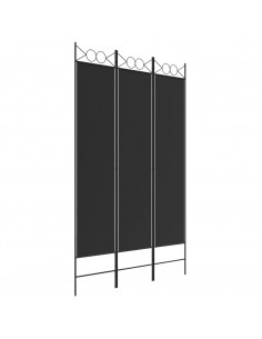 Divisorio a 3 Pannelli Nero 120x200 cm in Tessuto