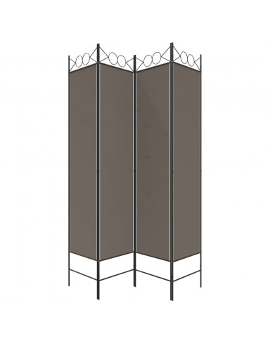 Divisorio a 4 Pannelli Antracite 160x200 cm Tessuto