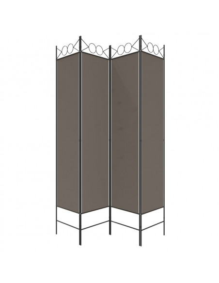 Divisorio a 4 Pannelli Antracite 160x200 cm Tessuto