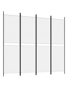Divisorio a 4 Pannelli Bianco 200x180 cm Tessuto