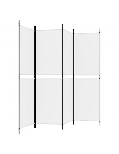 Divisorio a 4 Pannelli Bianco 200x180 cm Tessuto