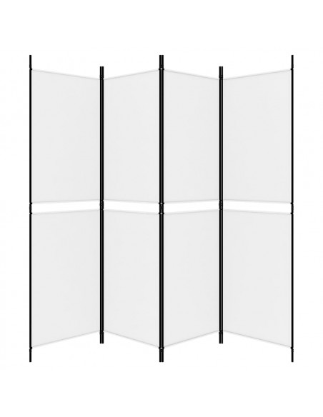 Divisorio a 4 Pannelli Bianco 200x180 cm Tessuto