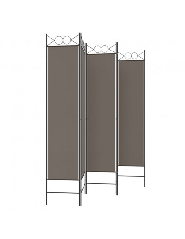 Divisorio a 5 Pannelli Antracite 200x200 cm Tessuto