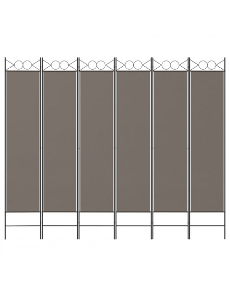 Divisorio a 6 Pannelli Antracite 240x200 cm Tessuto