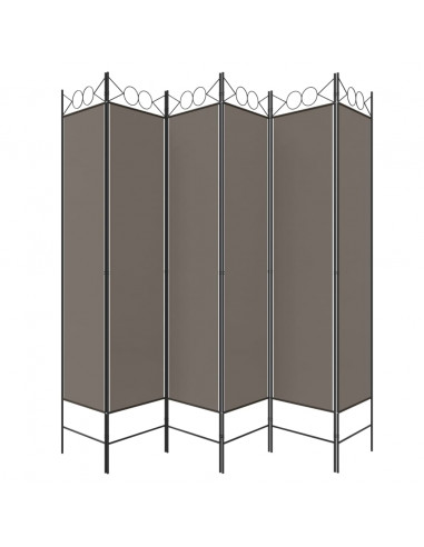 Divisorio a 6 Pannelli Antracite 240x200 cm Tessuto