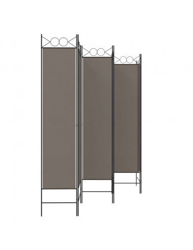 Divisorio a 6 Pannelli Antracite 240x200 cm Tessuto