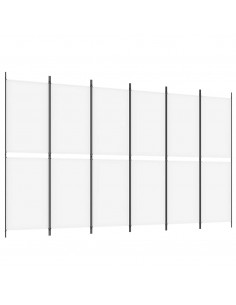 Divisorio a 6 Pannelli Bianco 300 x 180 cm Tessuto