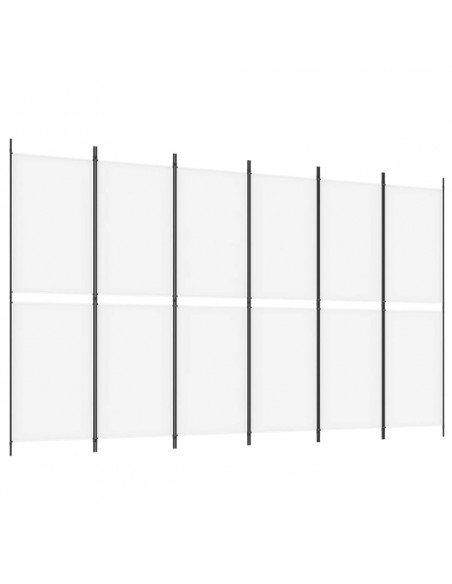 Divisorio a 6 Pannelli Bianco 300 x 180 cm Tessuto