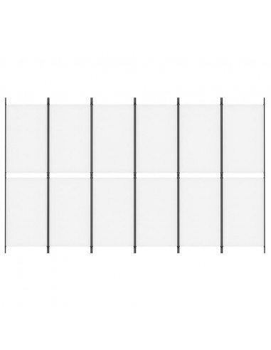 Divisorio a 6 Pannelli Bianco 300 x 180 cm Tessuto