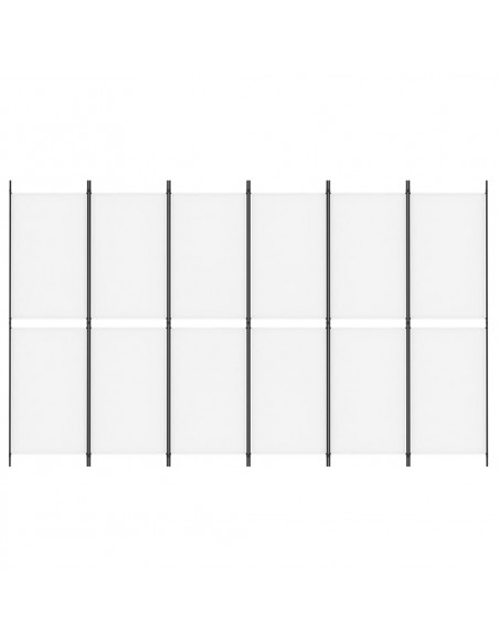 Divisorio a 6 Pannelli Bianco 300 x 180 cm Tessuto