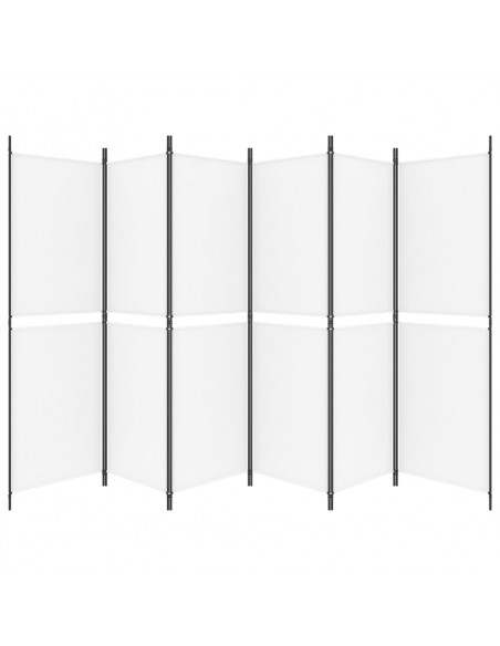 Divisorio a 6 Pannelli Bianco 300 x 180 cm Tessuto