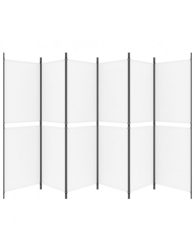 Divisorio a 6 Pannelli Bianco 300 x 180 cm Tessuto