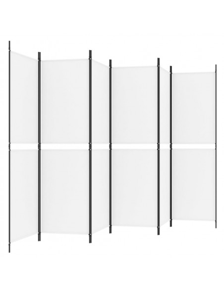 Divisorio a 6 Pannelli Bianco 300 x 180 cm Tessuto