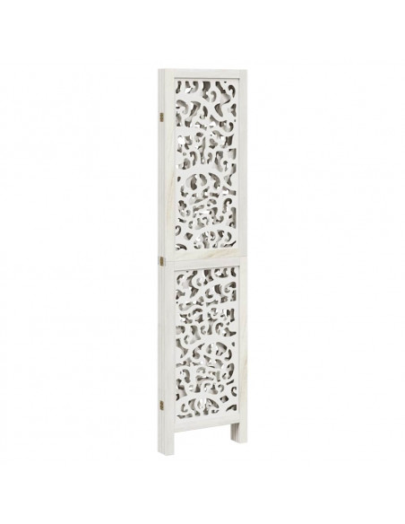 Divisorio Ambienti 4Pannelli Bianco Legno Massello di Paulownia