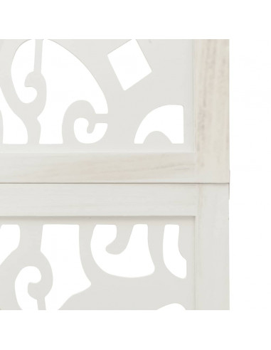 Divisorio Ambienti 4Pannelli Bianco Legno Massello di Paulownia