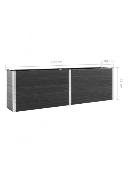 Fioriera Rialzata da Giardino 200x100x91 cm in WPC Grigio