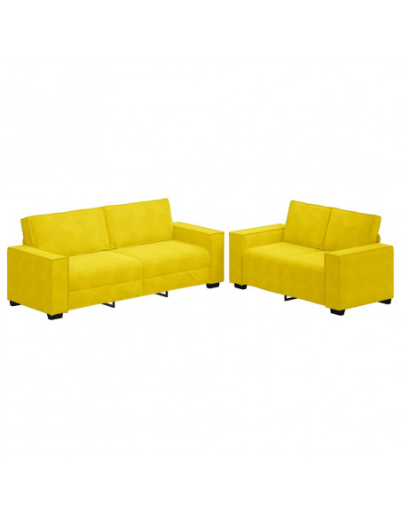 Set di Divani 2 pz con Cuscini giallo in Velluto