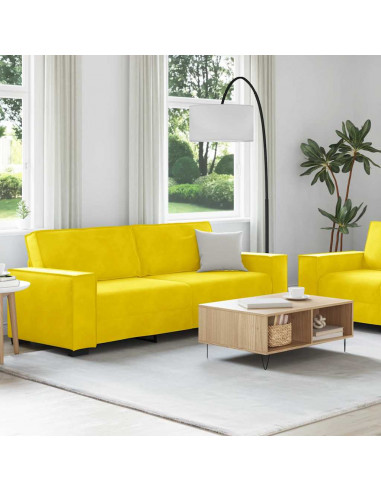 Set di Divani 2 pz con Cuscini giallo in Velluto