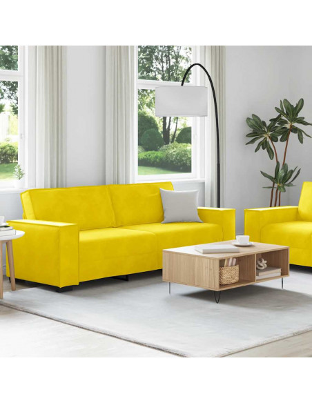 Set di Divani 2 pz con Cuscini giallo in Velluto