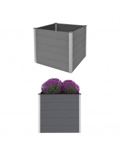 Letto Rialzato da Giardino in WPC 100x100x91 cm Grigio