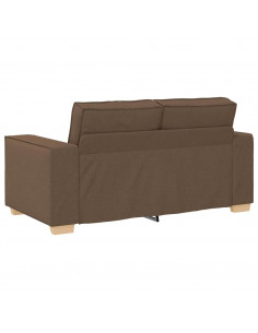 Set di Divani 2 pz con Cuscini Marrone in Tessuto