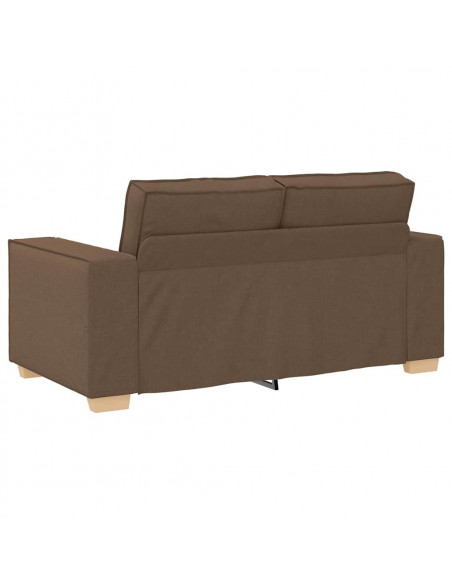 Set di Divani 2 pz con Cuscini Marrone in Tessuto